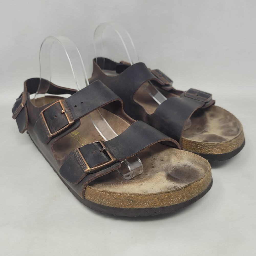 Birkenstock Sandals EU44 US11 Milano Natural Leather Oiled Habana Brown Comfort